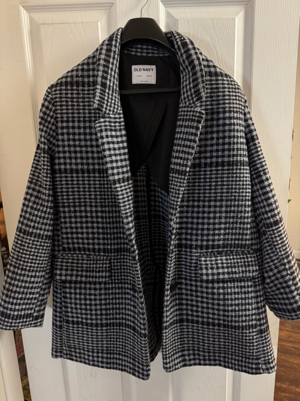 Old Navy Black & White Houndstooth Pea Coat
